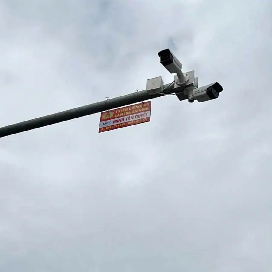 Cụm camera an ninh đường phố Phú Cường sau khi hoàn thiện Cụm camera an ninh đường phố hoàn thiện tại Phú Cường