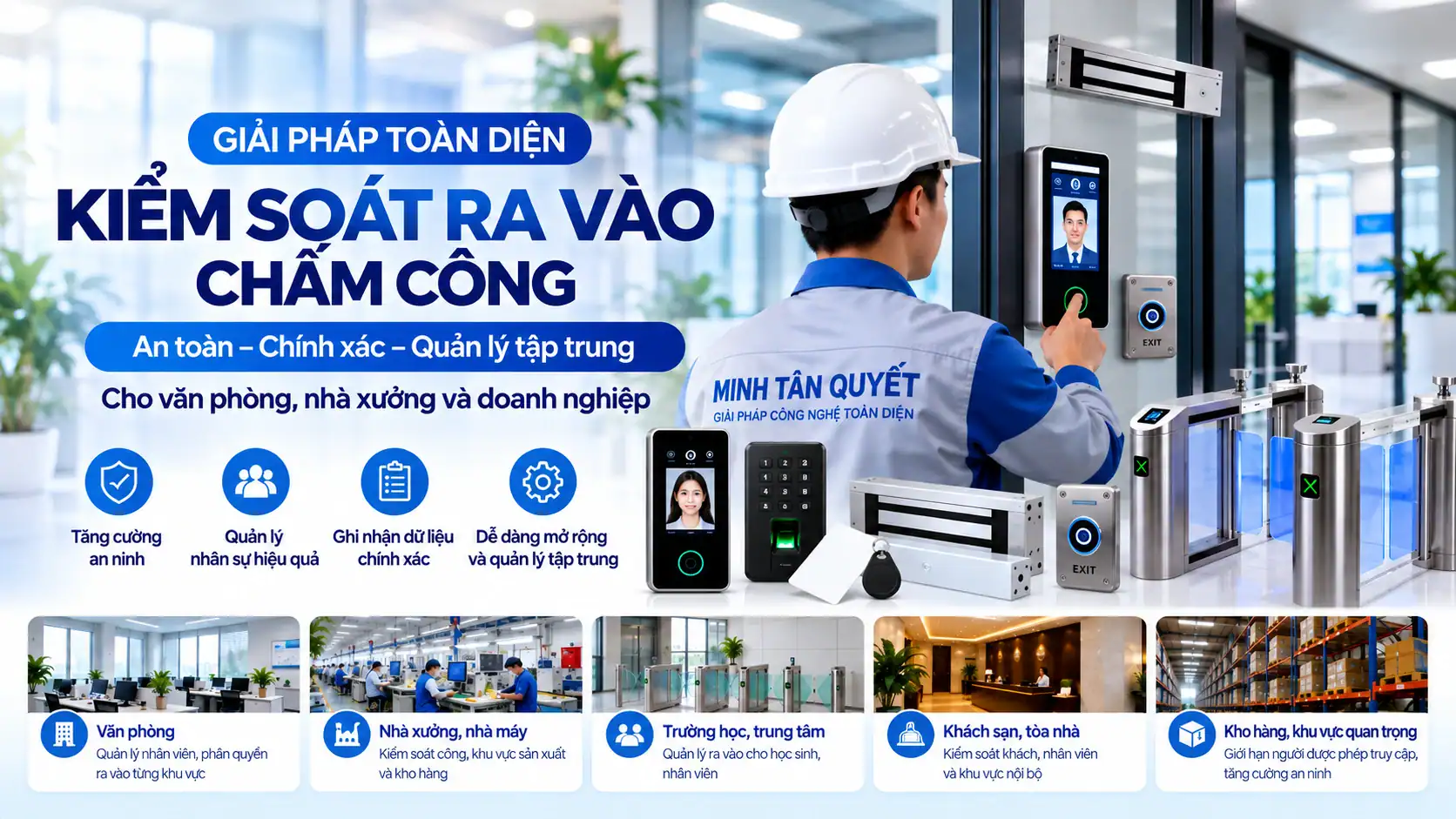 Giải pháp kiểm soát ra vào, chấm công | Minh Tân Quyết Giải pháp kiểm soát ra vào và chấm công chuyên nghiệp Minh Tân Quyết