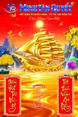 Minh Tân Quyết tri ân khách hàng Tết 2027 với mẫu lịch thuyền vàng thuận buồm xuôi gió